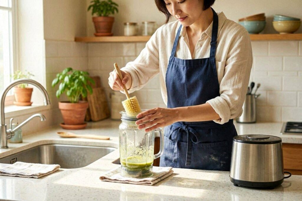 Current image: Person cleaning a blender